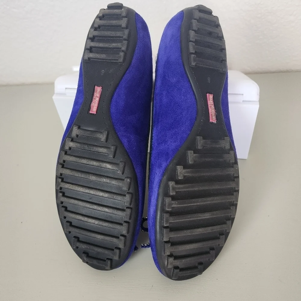 Isaac Mizrahi  Faun2 Gem Bow Blue Flats Suede Dressy Ballerina Shoes   Size 8